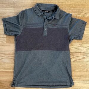 Travis Mathew Grey Two-Tone Stripe Polo